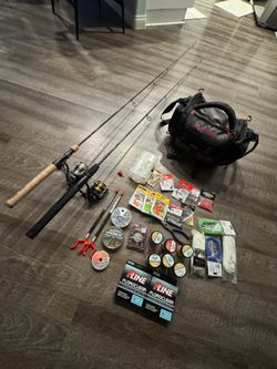 Perfect Fresh Water Set Ups With Spinning Fishing Tackle And Bag. 