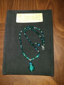 Blue Czech Glass with Sterling silver Necklace