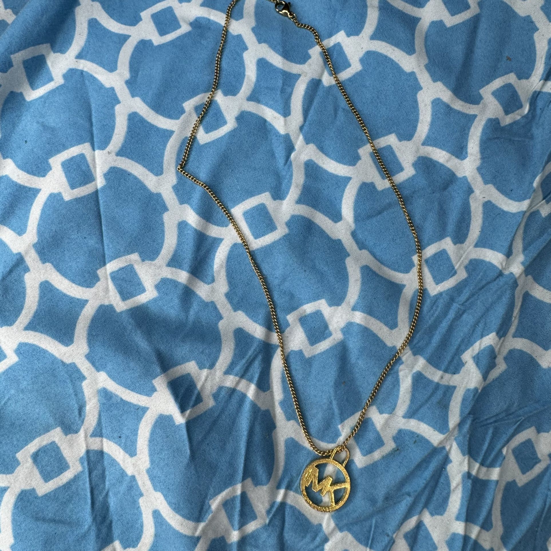 Michael kors chain necklace pendant gold MK logo unisex vintage rare unisex rope