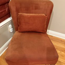 Modern Rust Velvet Accent Chair with Pillow