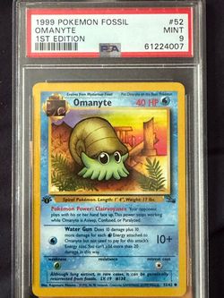 1999 Pokemon Fossil Omanyte 1st Edition PSA 9