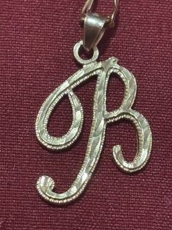 Gold  B initial pendant 10k