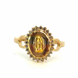 Woman’s Ladies 14k Tri Toned Rose White Yellow Gold CZ Cubic Zirconia Virgin Mary Ring Size 8.5 GP3135052