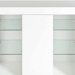 Sideboard Buffet Storage Cabinet with LED Lights, Modern Kitchen Bar Cabinet, High Gloss Accent Cupb