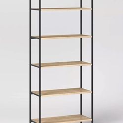 Oak & Metal 5 Shelf Ladder Bookshelves- 72”:  $75 ea or $200 set of 3 