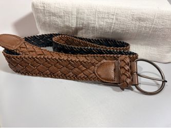 Vintage Classic Chocolate Brown braided leather belt Women’s Size 16  Waist 48”