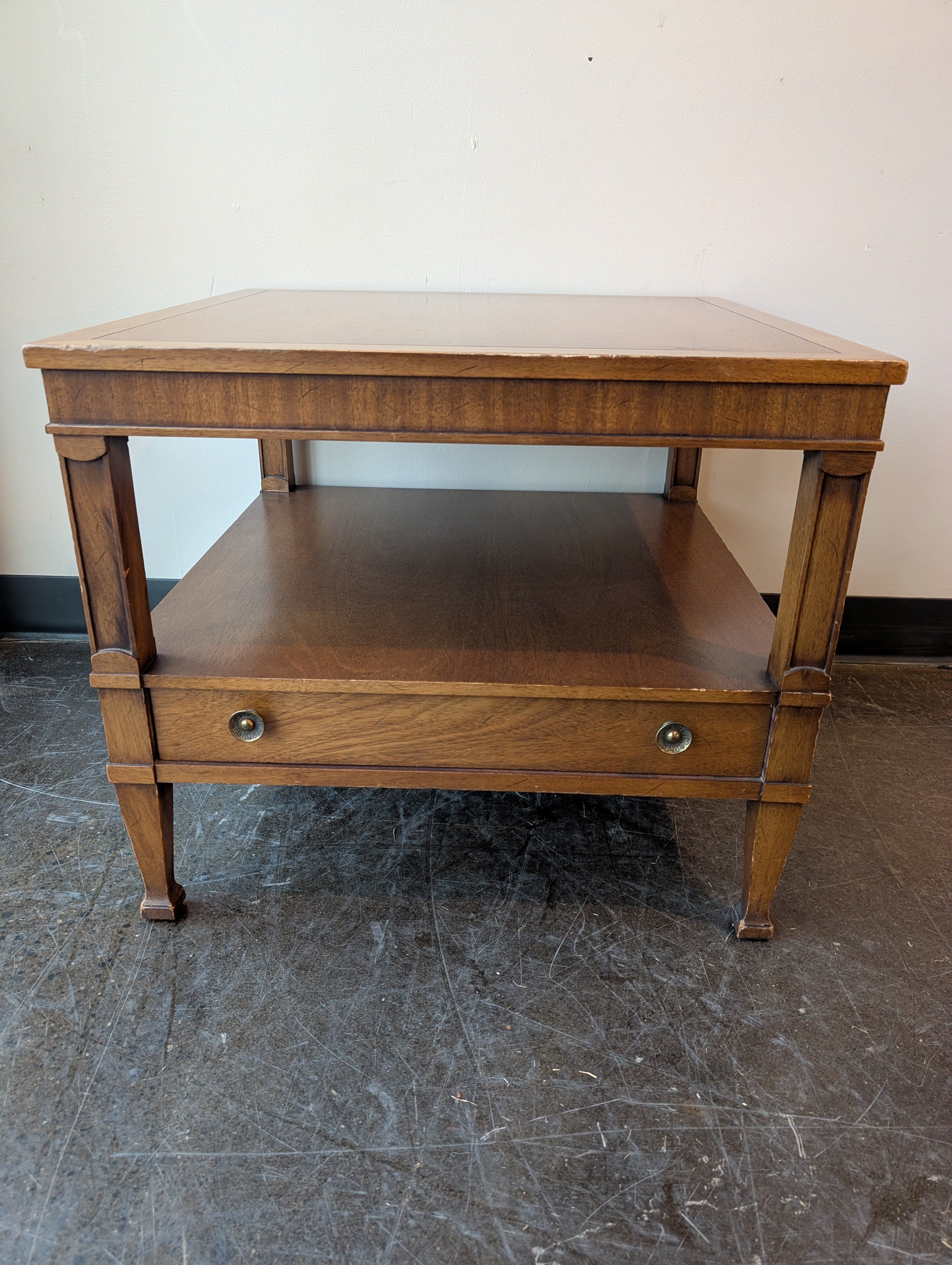 Vintage Midcentury Drexel Triune Side Table With Drawer