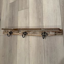 Solid Wood Hooks and Shelf