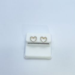 New 14k Solid Gold Diamond Heart Earrings