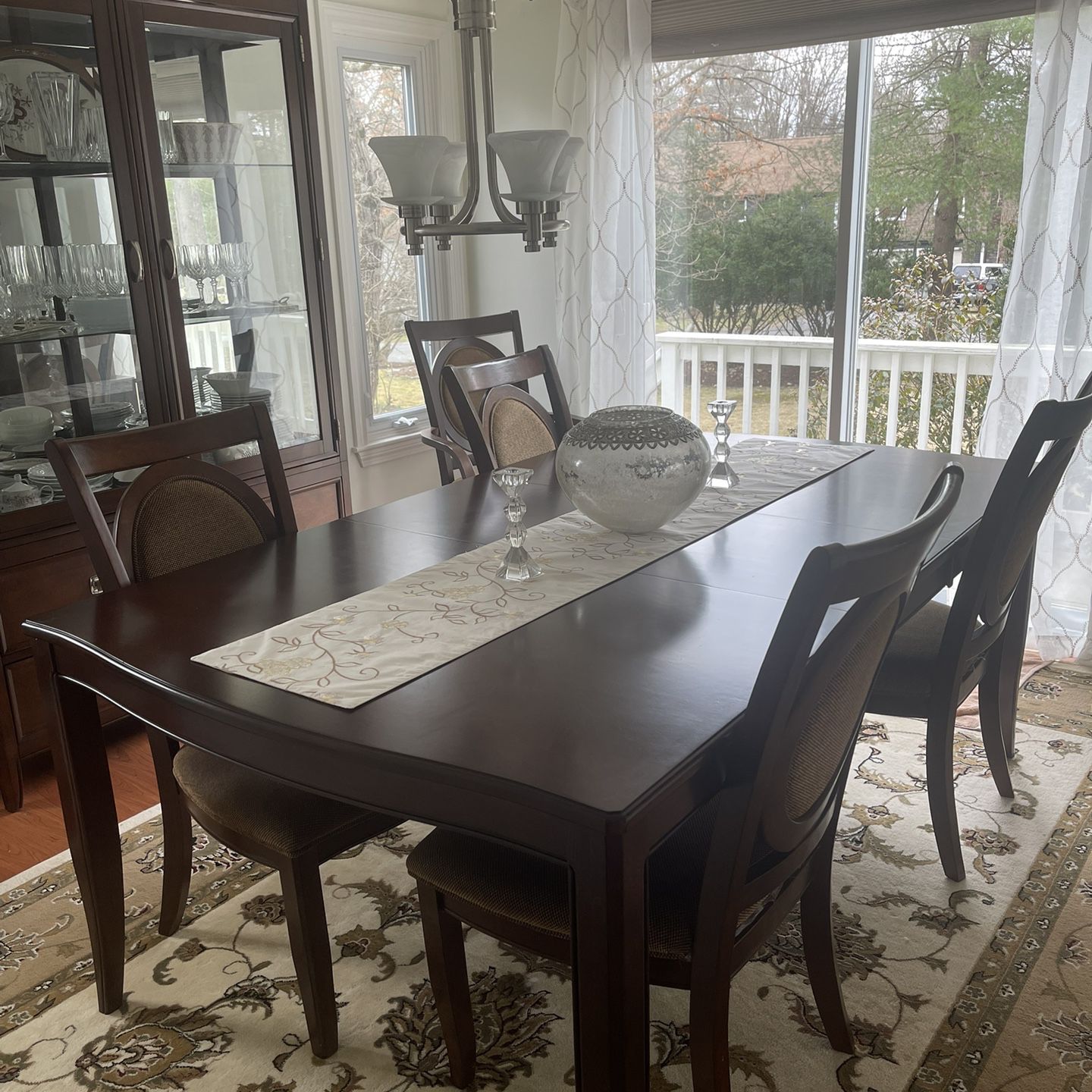 Dining Table, Hutch And Chairs 