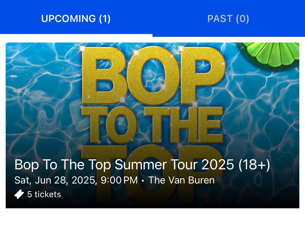 5 BOP TO THE TOP EVENT TICKETS