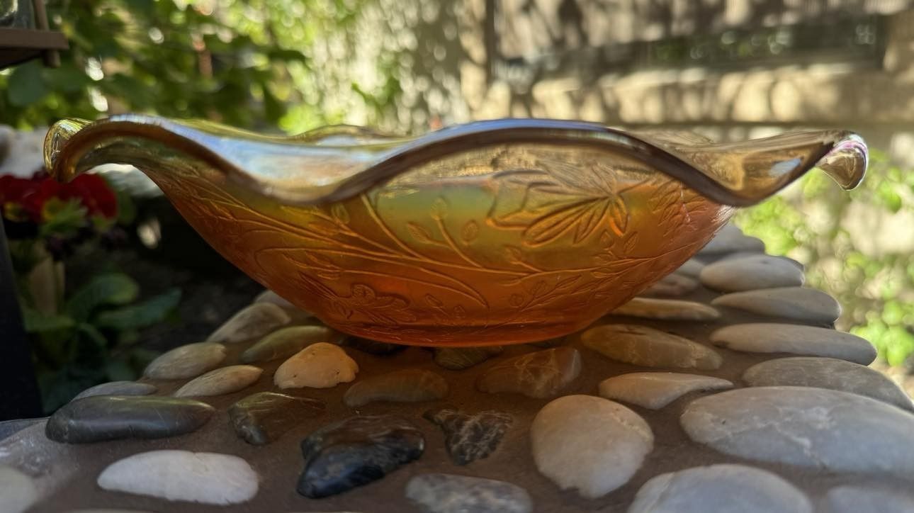 Vintage Orange Marigold Carnival Glass Bowl