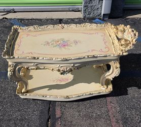 PENDING! Vintage Italian Rococo 2-Tier Coffee Table Cart