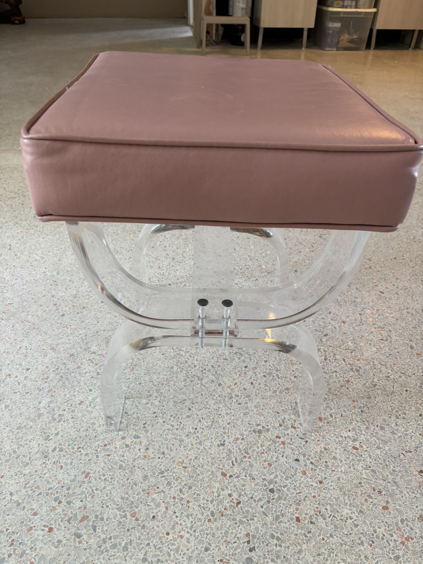 Vintage Footstool/ Powder room Seat Pink