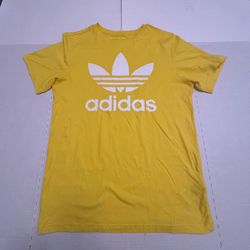 Pre Owned Good Last 3 Photos Marks I have not tried to remove marks Adidas Originals T Shirt Short Sleeve Yellow White Women Size XL