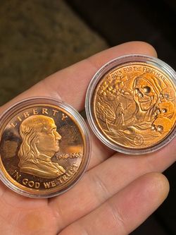 Wow 🤩! 2x 1 Oz .999 Fine Copper Collectible Rounds – Franklin + Ferryman