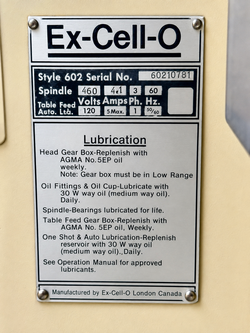 Ex-Cell-O 602 Ram Turret Milling Machine – Industrial Mill – 460V 3 Phase