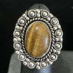 Tiger Eye German silver Ring Sz 6