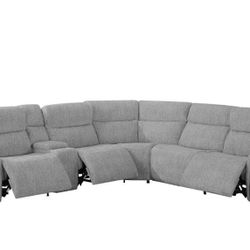New Recliner Sectional Sofa With 3 Power Recliners In Grey Velvet