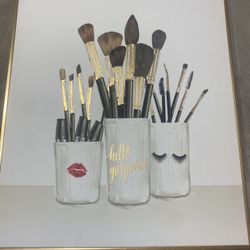 Gold Frame Canvas Make Up Brushes