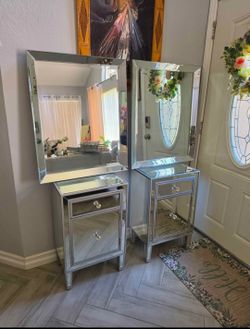 Two nightstands and two mirrors