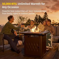 EAST OAK® 28-INCH STEEL PROPANE FIRE PIT TABLE, 52,000 BTU