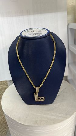 Gold Cuban Chain with Letter L Pendant