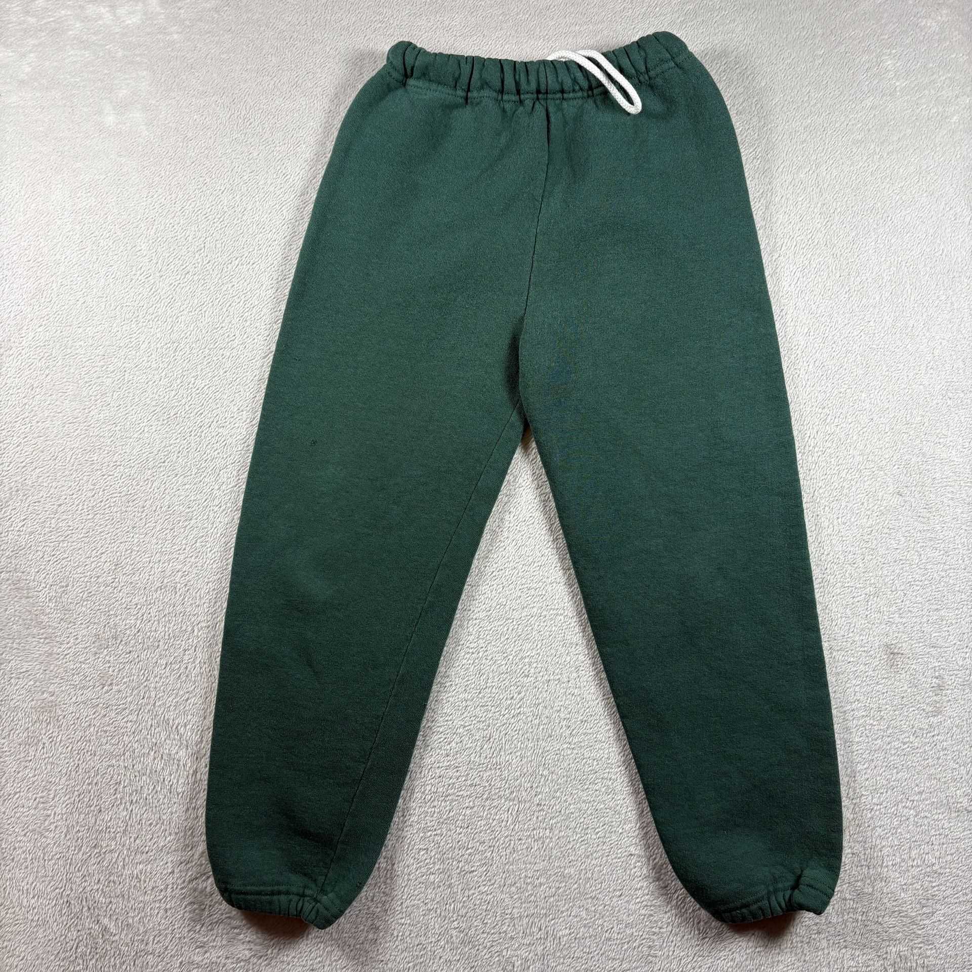 Vintage Russell Athletic Sweatpants Youth Small Green Fleece Taper Made USA #513