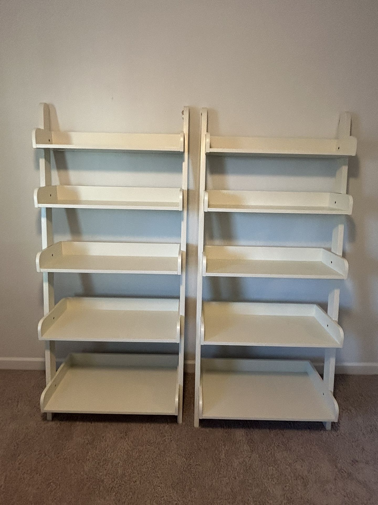 Two Pottery Barn Ladder Bookshelves
