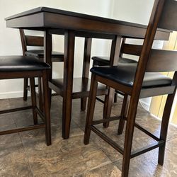 Counter Height Dining Set – 5 Piece (Dark Wood)