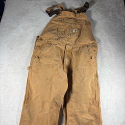 Carhartt Brown Duck Bib Overalls 40x30 Brown 102776-211 Relaxed Double Knee #36