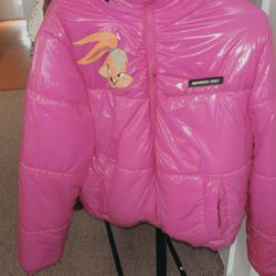 Members Only Space Jam Pink Puffer Jacket