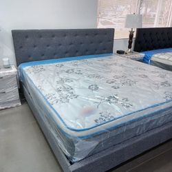 KING-size -- NEW Boxed Bed Frame And Pillow Top Mattress