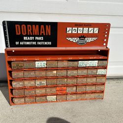 Vintage Dorman Gas Station Hardware Cabinet With Ready Paks