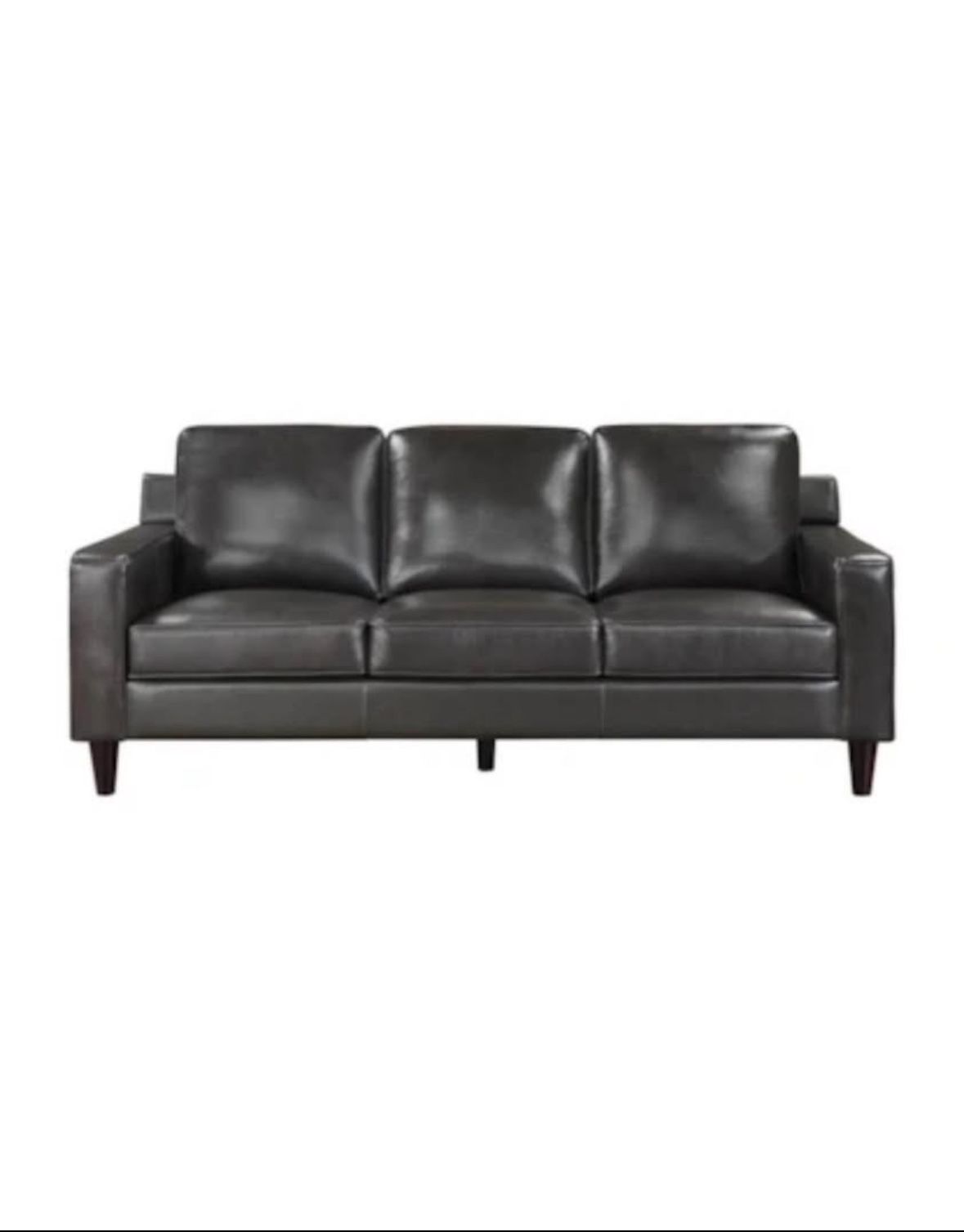 83” Dark blue leather Sofa