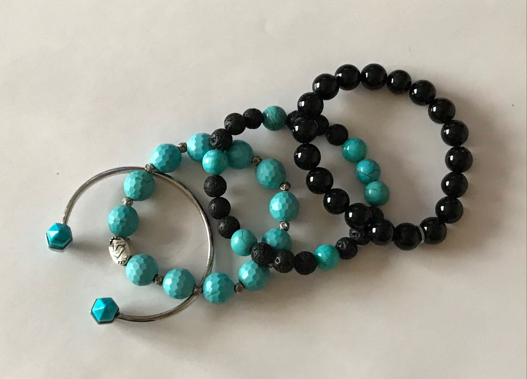 Polished Silver, Turquoise Cuff Bracelet,