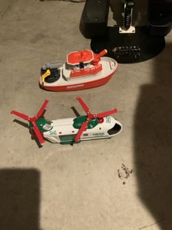 Helicopter and Boat Kids Toys excellent condition