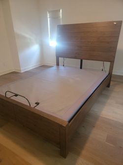 Full size frame with headboard and outlets
