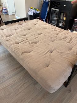 Futon with Black Frame and Mattress