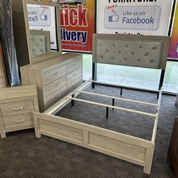 Gray LED Light Queen Bedroom Set 