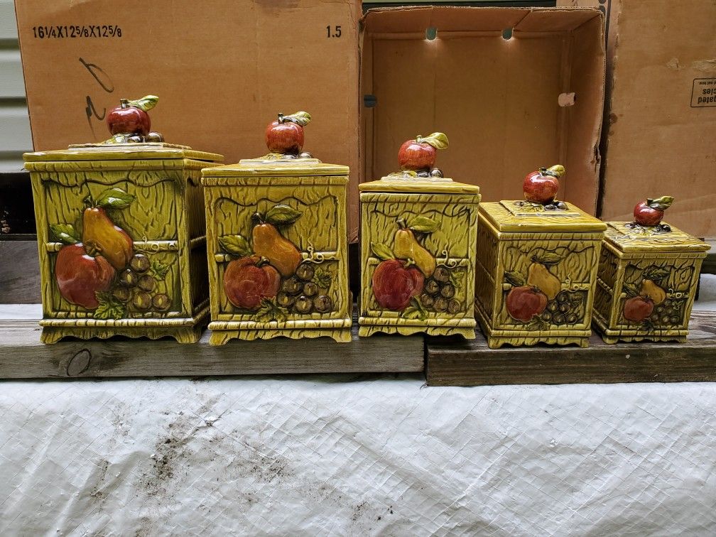 Lefton Canisters and Cookie Jar Set
