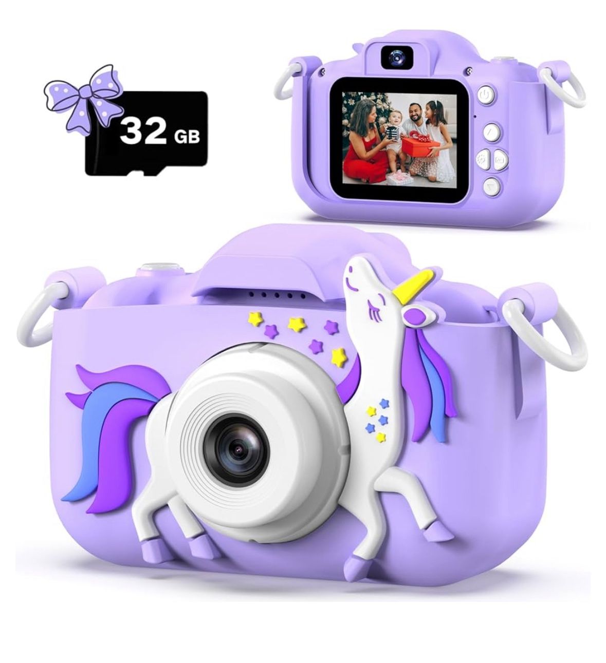 Dwfit Upgrade Selfie Kids Camera, Christmas Birthday Gifts for Boys Girls Age 3-12, HD Kids Digital Video Cameras for Toddler with Cartoon Soft Silico