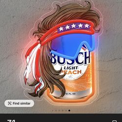 Busch Light Peach Flavor Neon Sign