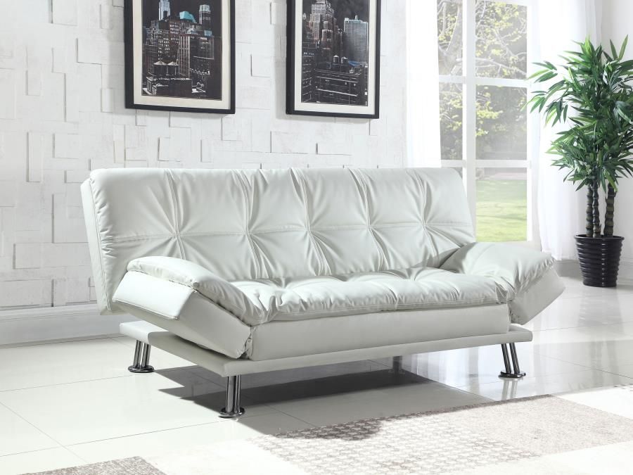 Sofa Bed Futon White Faux Leather, New Especial price