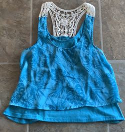 Girls Blue Tropical Tank Top