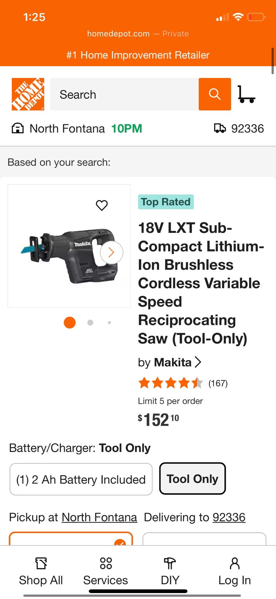 18v LXT Makita variable Speed Reciprocating Saw Cordless