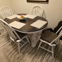 Solidwood, table and chairs.