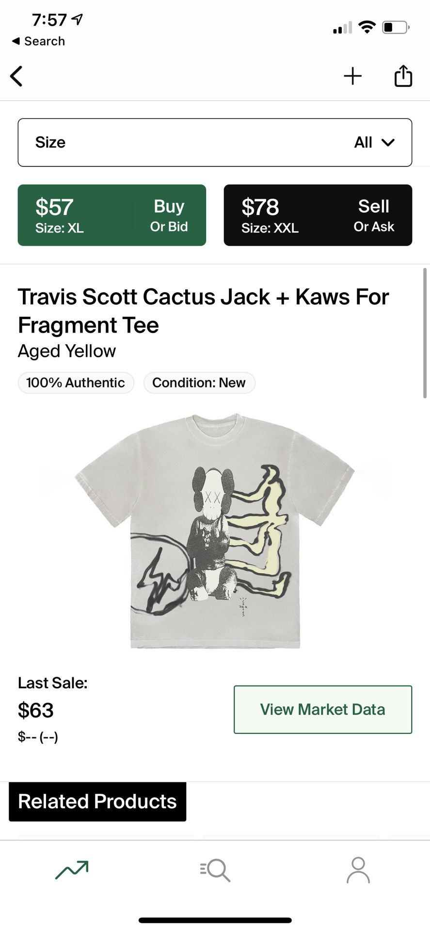 Travis Scott Cactus Jack + KAWS for Fragment Tee