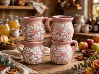 $6 Pink Mugs with Floral Pattern