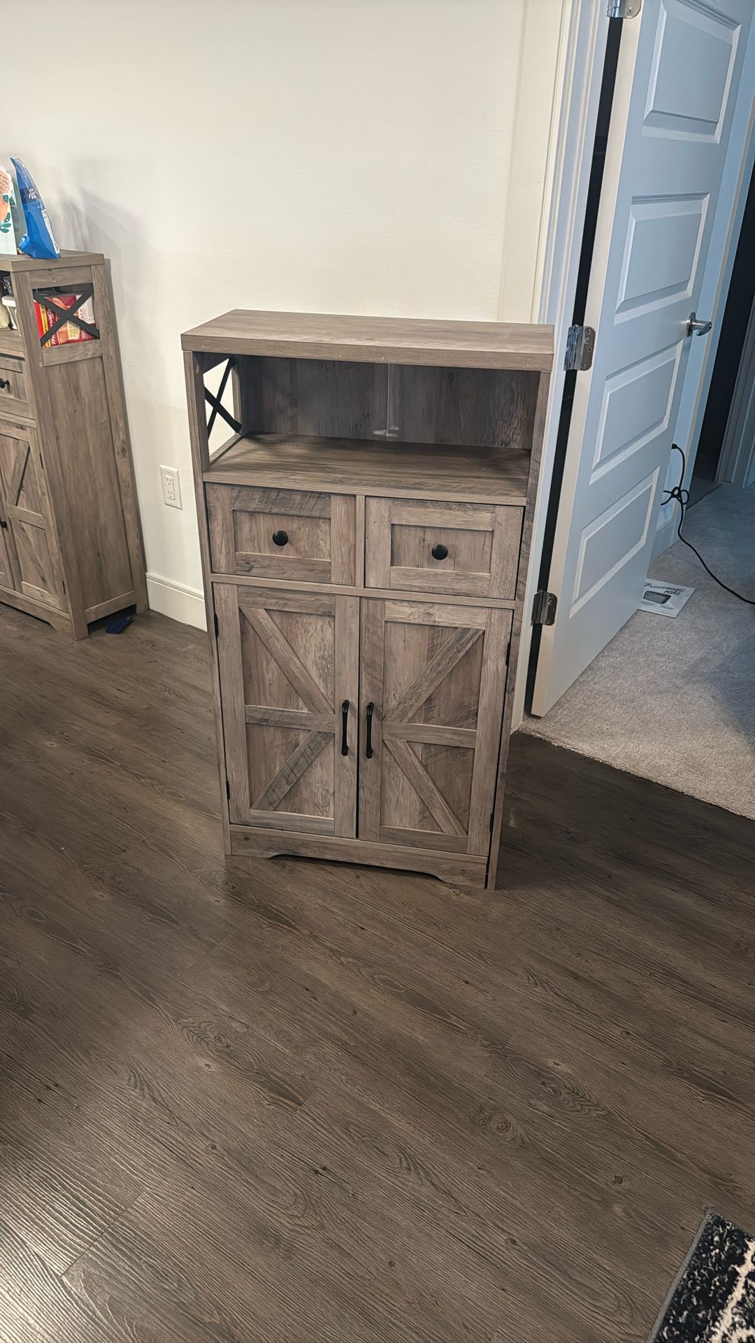 Two Farmhouse Storage Cabinet with Drawers and Shelf